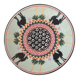 1990s Denise Ford Arabian Themed Celadon Pottery Plate For Sale