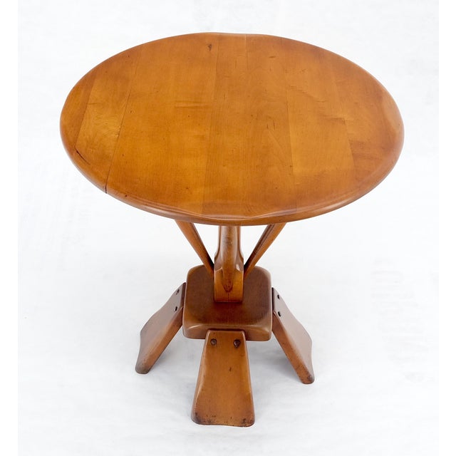 Mid-Century Modern Solid Maple Colonial Style Round Center Table Gueridon MINT For Sale - Image 3 of 10