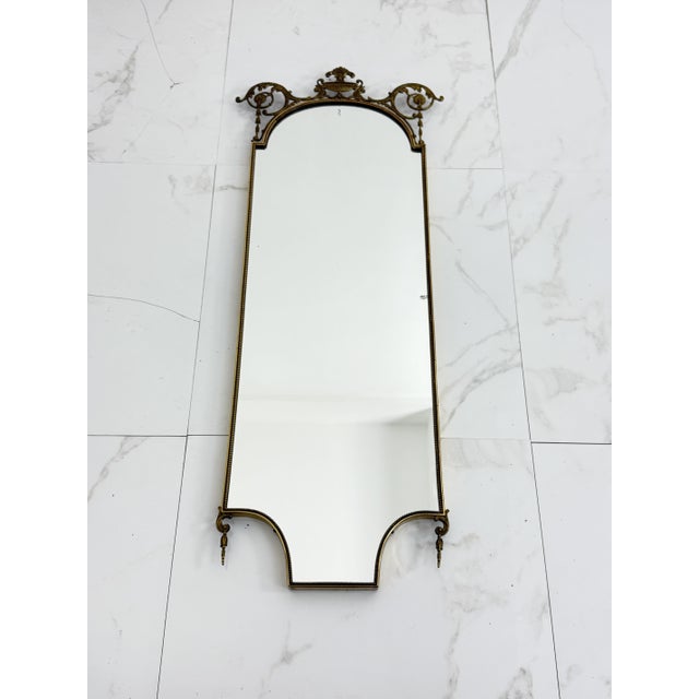 Mid-Century Italian Brass Wall Mirror, 1940s For Sale - Image 4 of 14