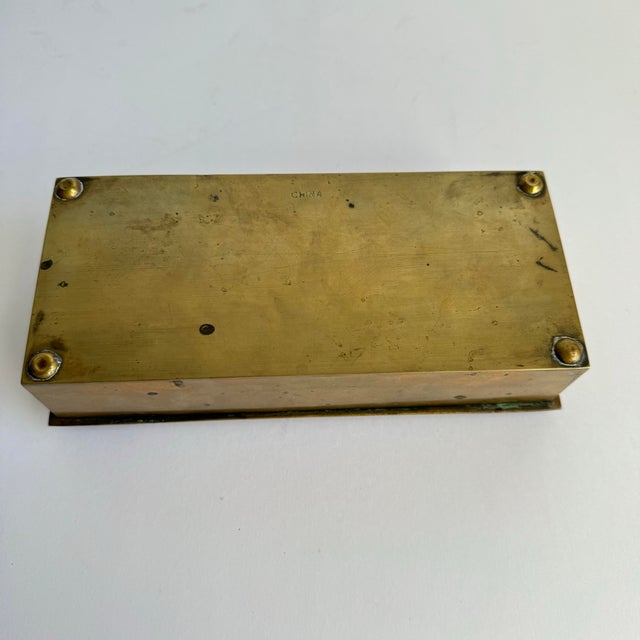 Cloisonne Brass Box Chinese Enamel Floral Medallion Trinket or Jewelry Box For Sale - Image 9 of 12