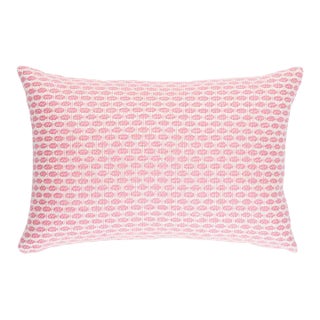 Schumacher Hickox Indoor/Outdoor Pillow 18" x 12" in Coral For Sale