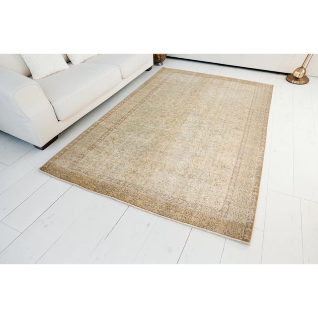Beige Oushak Vintage Beige Rug For Sale - Image 8 of 8