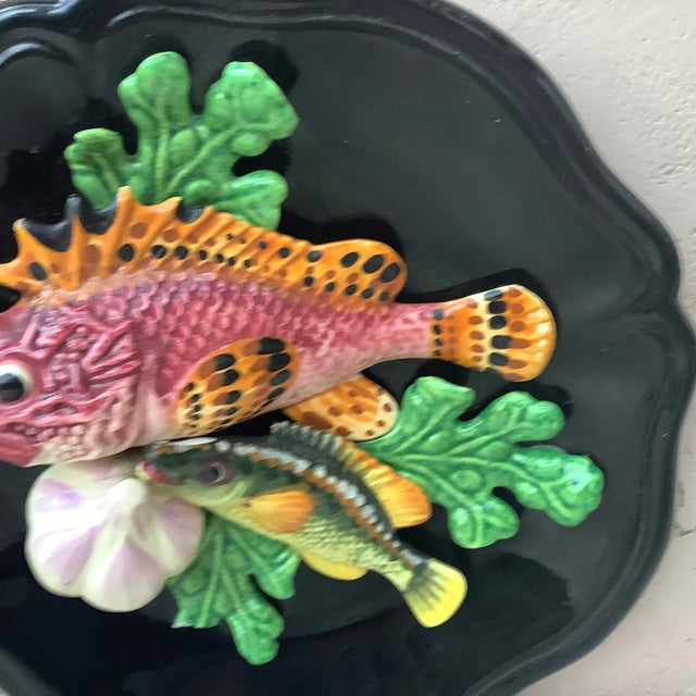 Majolica Fish Wall Platter Vallauris Circa 1950 For Sale In Austin - Image 6 of 9