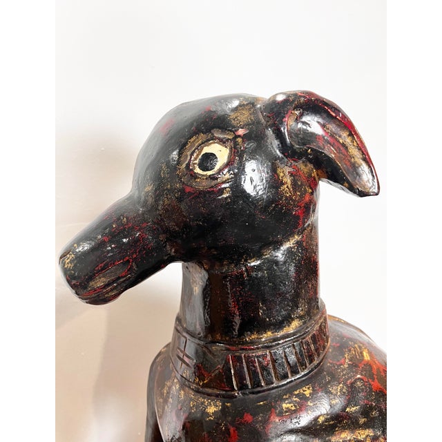 Late 20th Century Vintage Carved Wooden Dog Statue For Sale - Image 5 of 12