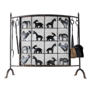 Fireplace Protector in Wrought Iron, 1950s For Sale