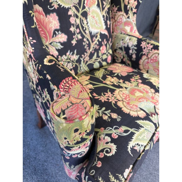 Vintage Queen Anne Upholstered Wingback Chair For Sale - Image 12 of 15