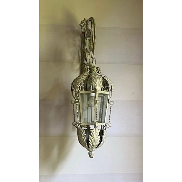 Large Spanish wall lighting in gilt in original patine and glass, Spain, 1950s. Midcentury antique . Handcrafted in...