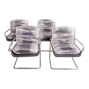1980s Mod Cantilevered Dining Armchairs - Set of 4