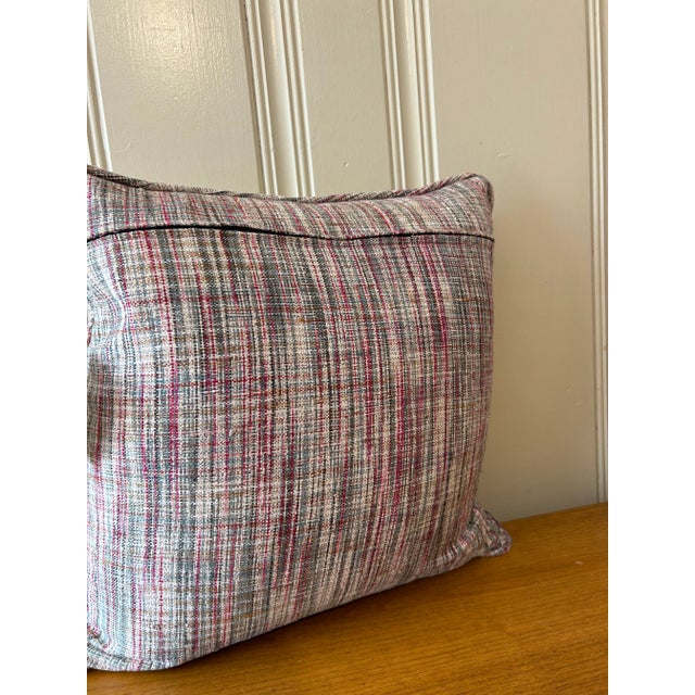 Pink, Sage, and Blue Tweed Pillow For Sale - Image 4 of 5