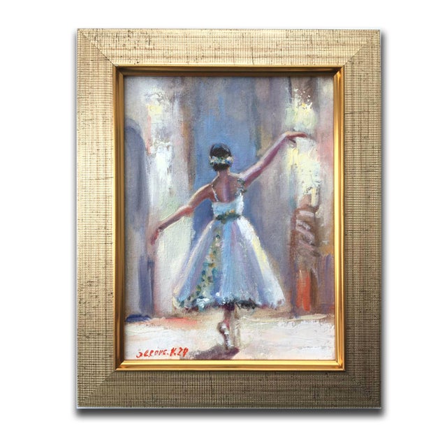 Ballerina Painting Original Impressionist Oil Blue Dancer by Valeriya Serova, Framed For Sale - Image 11 of 12