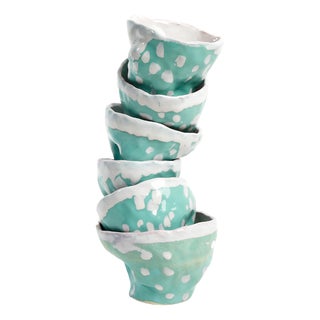 Punch Glasses Flora #1 Aqua Set by Constanza Almazàn Carrasco For Sale