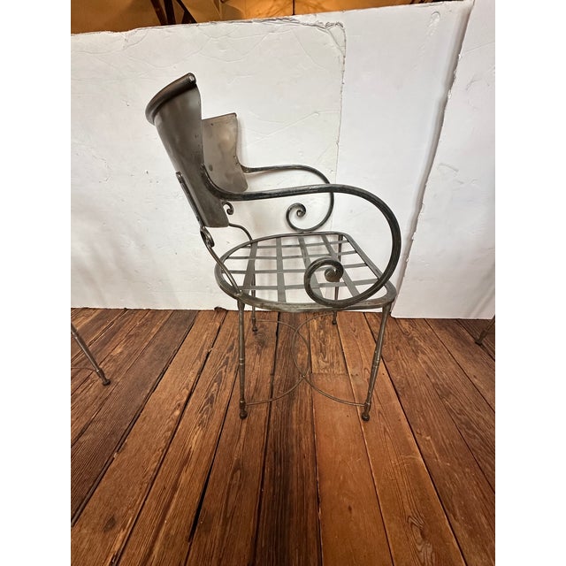 Hand Wrought Steel Italian Dining Armchairs-Set of 5 For Sale - Image 9 of 15