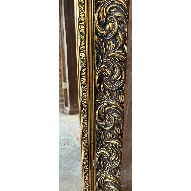 Mid 20th Century Large Baroque-Style Carved Gilt Wood Mirror — Dense Acanthus Scrollwork Frame For Sale In Houston - Image 6 of 9