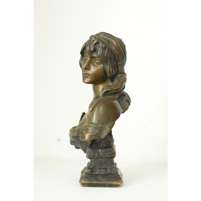 Emmanuel Villanis, French Art Nouveau Cinderella Bust, 1900, Bronze For Sale - Image 3 of 9