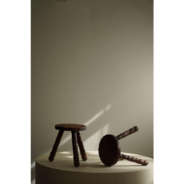 Set of Mid-Century Modern Swedish Wabi Sabi Carved Stools in Pine, 1960s For Sale - Image 14 of 16