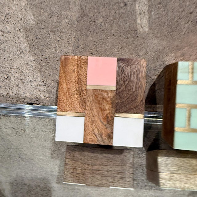 Handcrafted Three Trinket Boxes Mod Geometric Design For Sale - Image 13 of 14