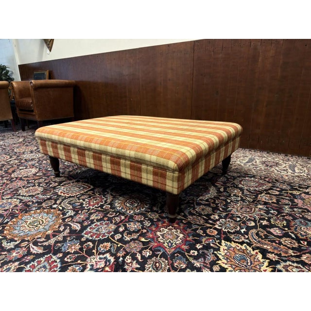 Large English Upholstered Ottoman For Sale - Image 3 of 6