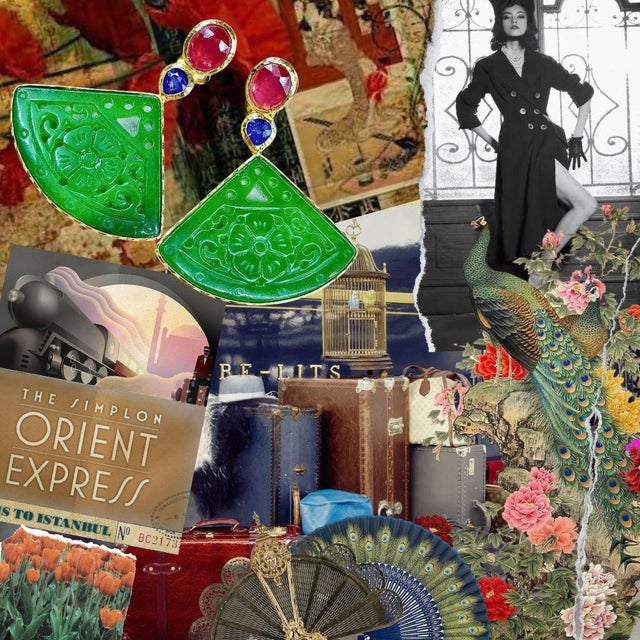 Bochic “Orient” Tahiti South Sea & Multi Sapphire Cluster Ring Set 18K & Silver, Size 4.5 For Sale - Image 9 of 10