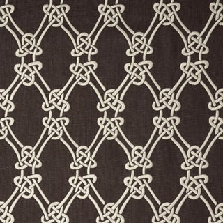 Sample - Schumacher Gordian Weave Fabric in Natural on Walnut For Sale