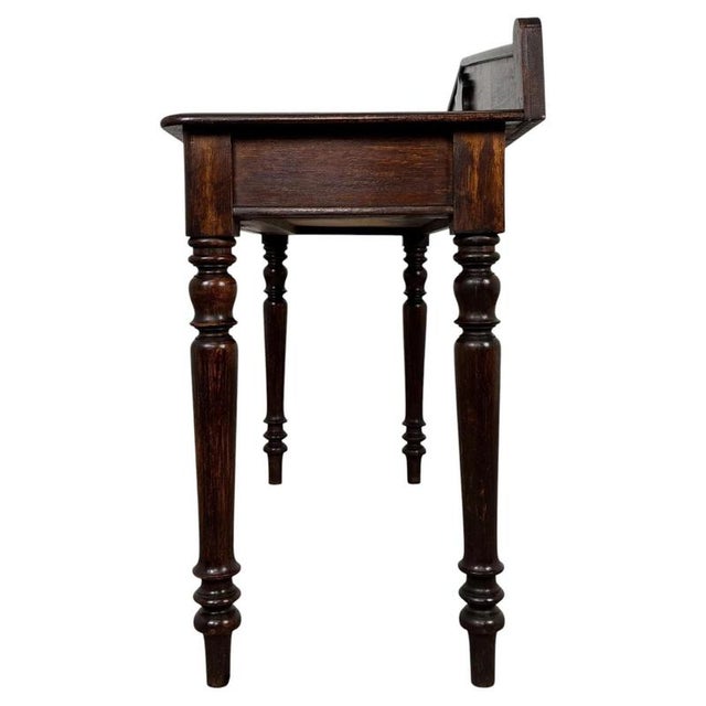 19th Century English Antique Oak Side Table with Gallery Back For Sale - Image 9 of 11