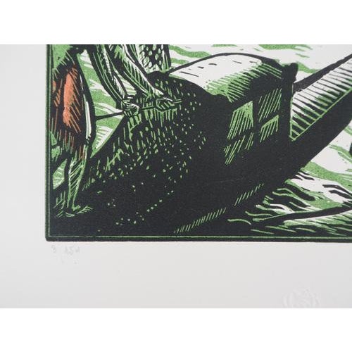 Robert BONFILS Gondolas on the Grand Canal in Venice, 1923 Original engraved wood Signed in pencil Numbered /154 copies On...