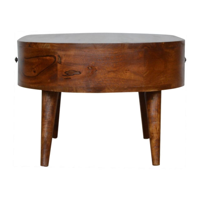 2020s Rounded Chestnut Mango Wood Coffee Table With Drawer For Sale - Image 5 of 7