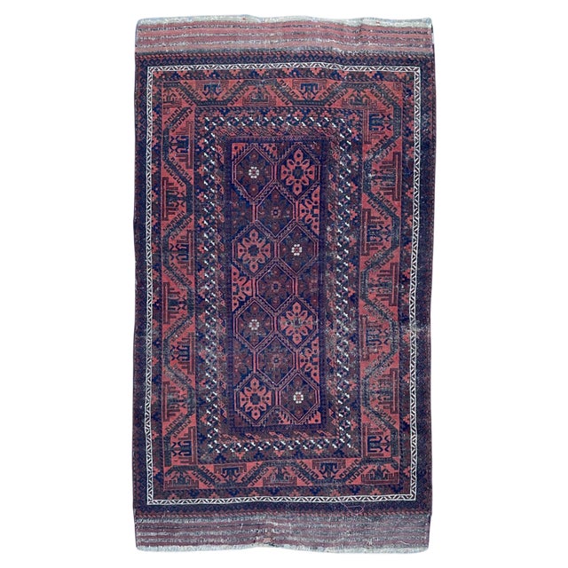 Antique Distressed Baluch Afghan Rug, 1890s For Sale
