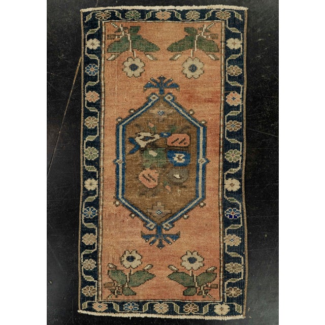 Pink Turkish Mini Rug Oriental Hand Knotted Vintage Rug 1'4" x 2'6" #21145 For Sale - Image 8 of 8