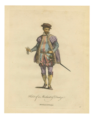 European School, Habit of a Merchant of Dantzic, 1749, Paper Engraving