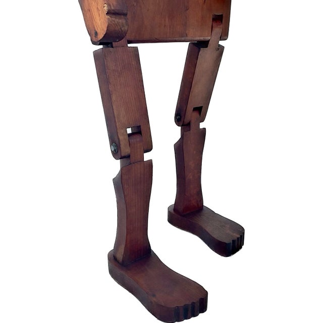 Farmhouse Folk Art Child-Size Articulated Wooden Mannequin For Sale - Image 3 of 12
