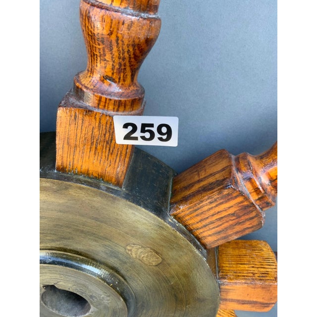 Sixty-Seven Inch Antique Ships Wheel For Sale - Image 4 of 6