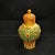 Chinoiserie Ornate Gilt Ginger Jar, Green Enamel & Jewel Inlay Lidded Vessel, Chinoiserie Tabletop Decor For Sale - Image 3 of 9