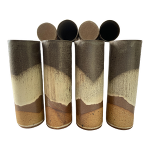 Contemporary Rustic Handmade Pottery Stoneware Tumblers Set of Four