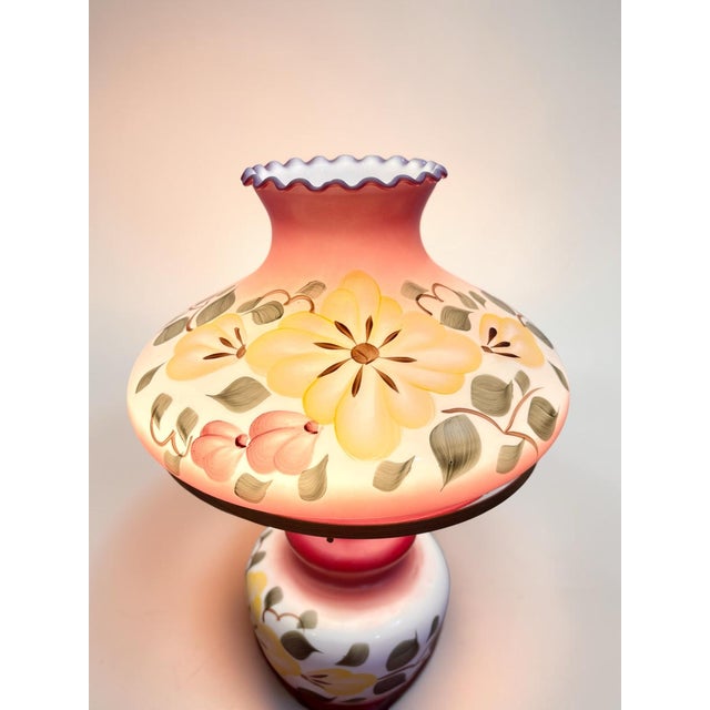 Vintage Hurricane Gone With the Wind Electric Lamp Hand Painted Flowers For Sale - Image 4 of 10