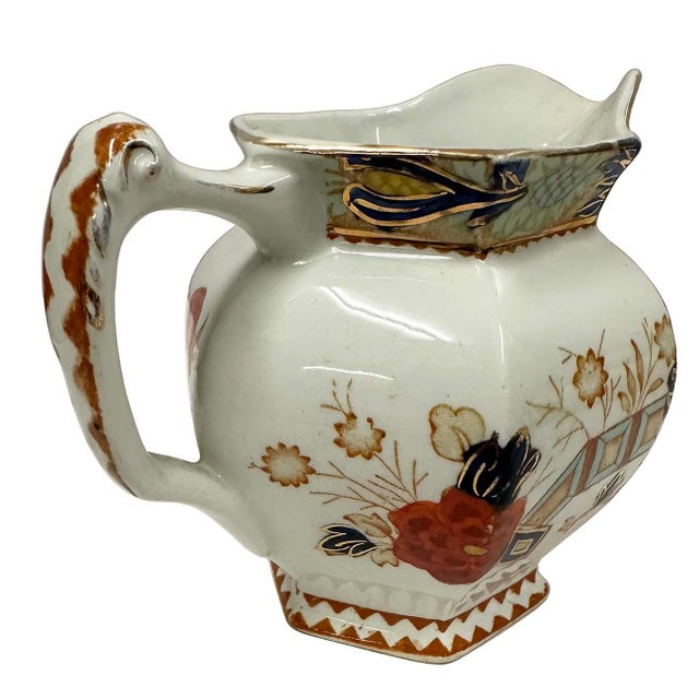 Antique Woods Ware Wincanton Hand Painted Porcelain Creamer and Sugar Bowl For Sale In Los Angeles - Image 6 of 12