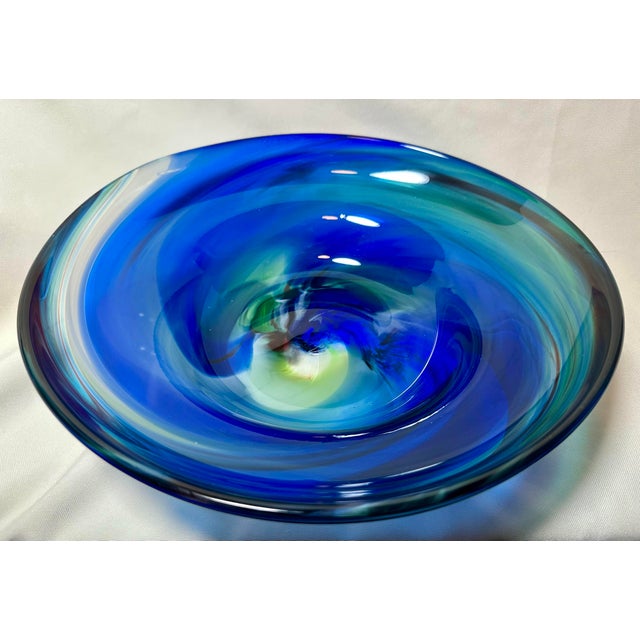 Contemporary Early Caleb Siemon Signed Art Glass Centerpiece Bowl – Dated 2000 For Sale - Image 3 of 8