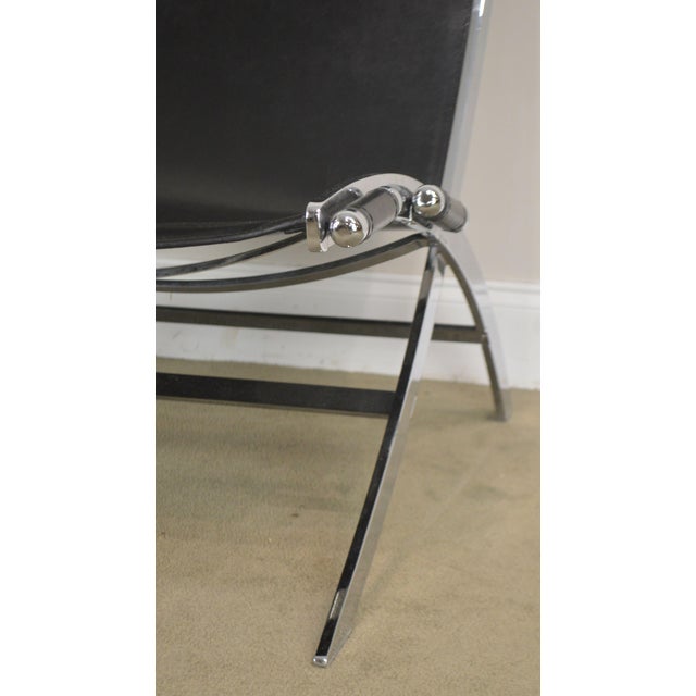 Antonio Citterio Flexform Italian Chrome & Black Leather Pair Scissor Lounge Chairs Chairish