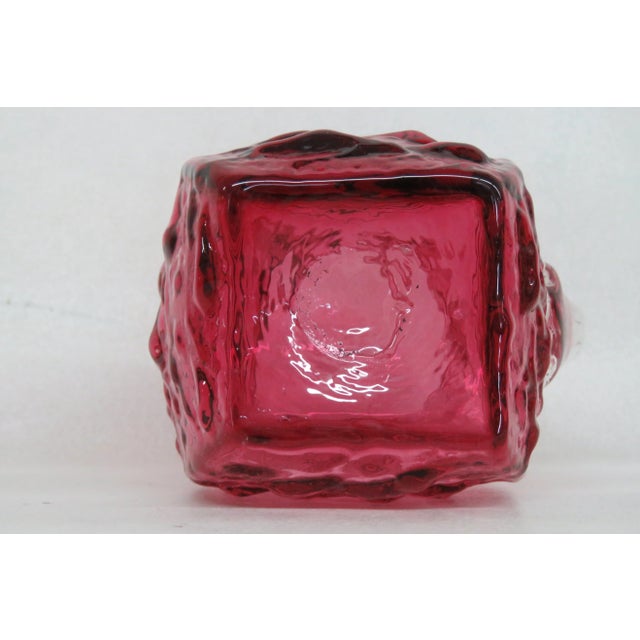 Pilgrim Glass Cranberry Pink Pebbled Rippled Small Pitcher For Sale In Miami - Image 6 of 13