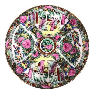 19th Century Vintage Chinese Export Rose Medallion Porcelain Plate For Sale