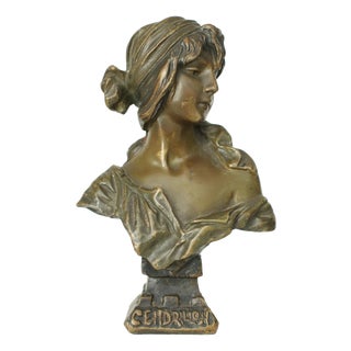 Emmanuel Villanis, French Art Nouveau Cinderella Bust, 1900, Bronze For Sale