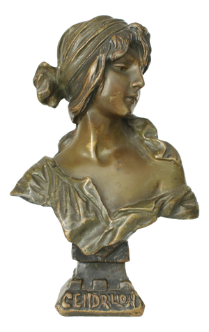 Emmanuel Villanis, French Art Nouveau Cinderella Bust, 1900, Bronze