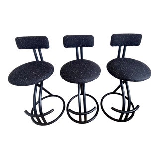 Postmodern Memphis Milano Style Geometric Barstools by Cal-Style Furniture - Set of 3 For Sale
