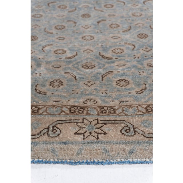 Antique 1910 Blue Tabriz Runner - 3ft 3in X 15ft 8in For Sale - Image 4 of 12
