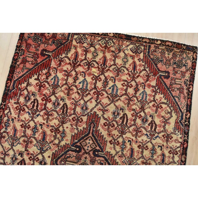 Textile Hamedan Runner 3’3” X 8’11” Ivory Wool Vintage Tribal Hand-Knotted Carpet For Sale - Image 7 of 15