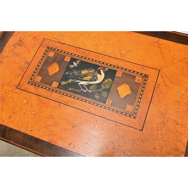 English 19th Century Birch Marquetry & Stone Inlay Table For Sale - Image 10 of 12