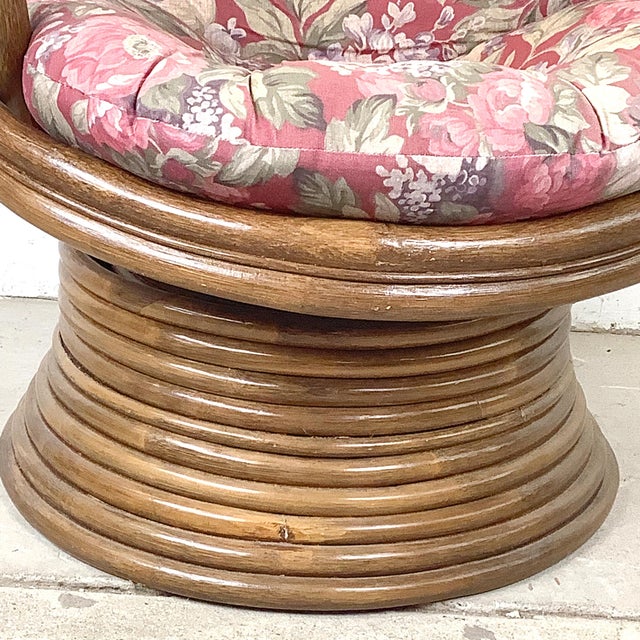 Vintage Sculptural Rattan & Bentwood Swivel Lounge Chair For Sale In Philadelphia - Image 6 of 18