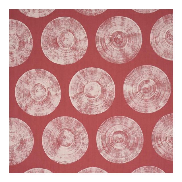Schumacher Painted Circles Fabric in Red For Sale