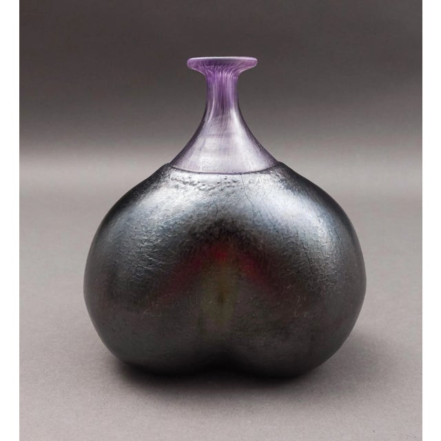 Kosta Boda Vintage Kosta Boda Sweden Bertil Vallien Purple Volcano Buttocks Art Glass Vase For Sale - Image 4 of 7