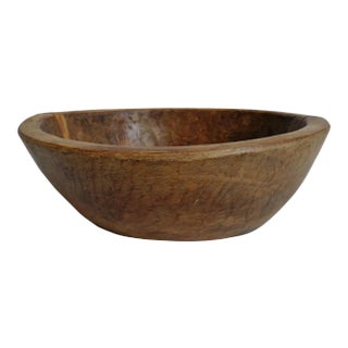 Vintage Indian Rustic Teak Wood Bowl For Sale