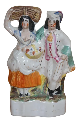 Antique Staffordshire Porcelain Scottish Highland Harvest Couple Figurine